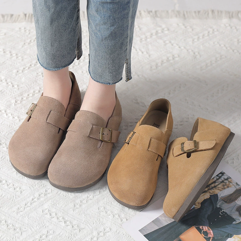 Туфли Birkenstock из матовой кожи для женщин, 2025, новые, на одну ногу, плоская подошва, удобные, повседневные туфли в стиле ретро