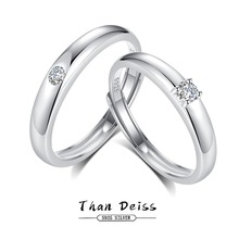 新款S925戒指爆闪单锆石情侣戒指男女小众原创高级轻奢开口对戒