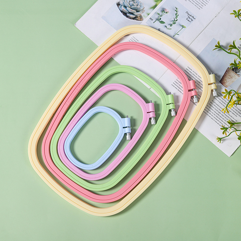 新款卡槽绣花机配件中间调节绣花框绣花绷糖果色ABS塑料方形绣