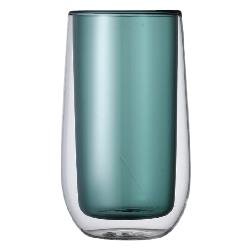 Vidrio de doble capa colorido transparente taza de agua regalo de publicidad taza de café lindo hogar ins taza de desayuno fábrica