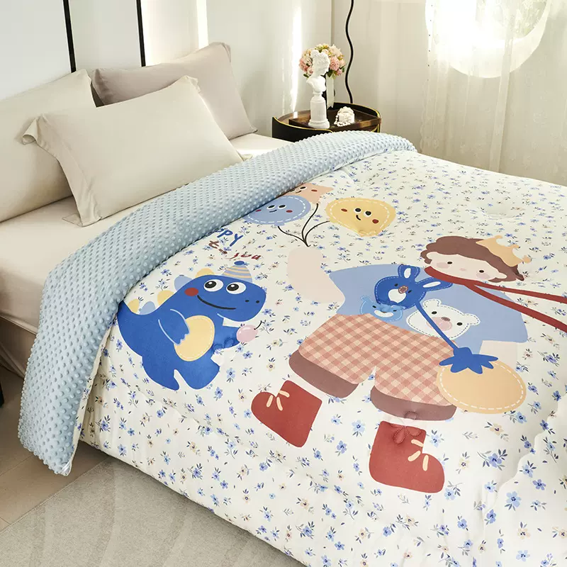 卡通大版豆豆绒纤维冬被单人儿童宝宝空调被学生夏凉被春秋四季被