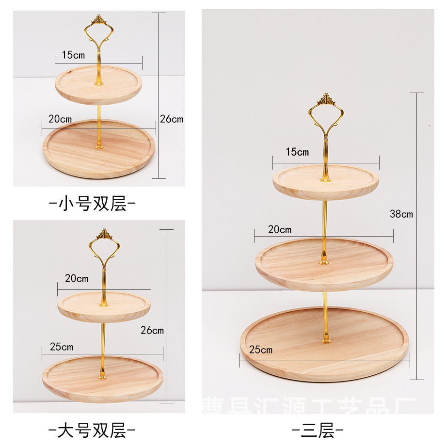 Mesa de postre de madera maciza decoración soporte de la torta soporte de exhibición plato de fruta plato de merienda bandeja de múltiples capas plato de fruta estante de madera
