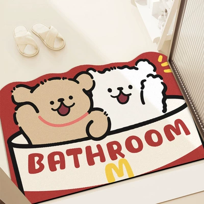 Avtomobil döşəmə paspasları Bathroom Toilet Door Non-Slip Quick-Drying - repair-2-dogs-and-get-white-4060cm-diatom-mud-second-generation