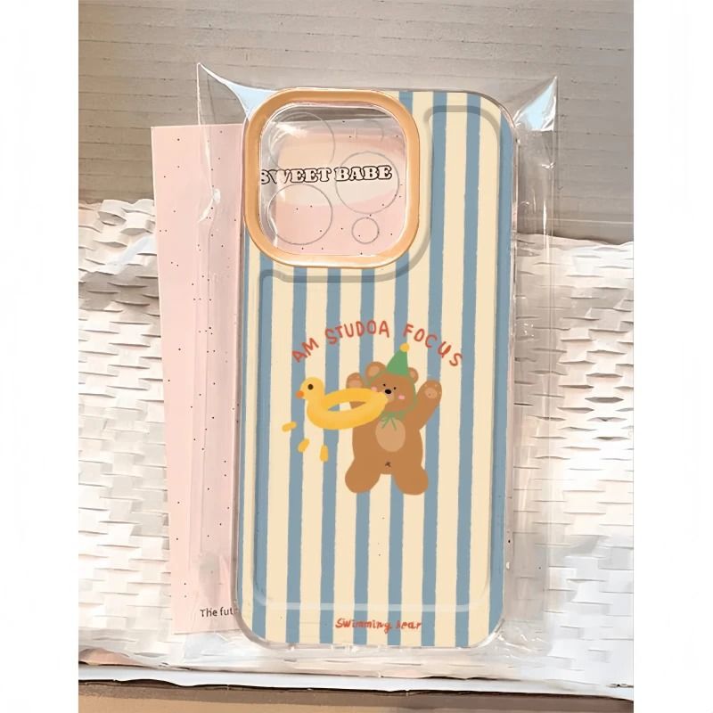 Swimming Ring Duck Bear Suitable for Apple 15Promax Mobile Phone Case Iphone16 Transparent 14 Simple 13 Soft Shell 12