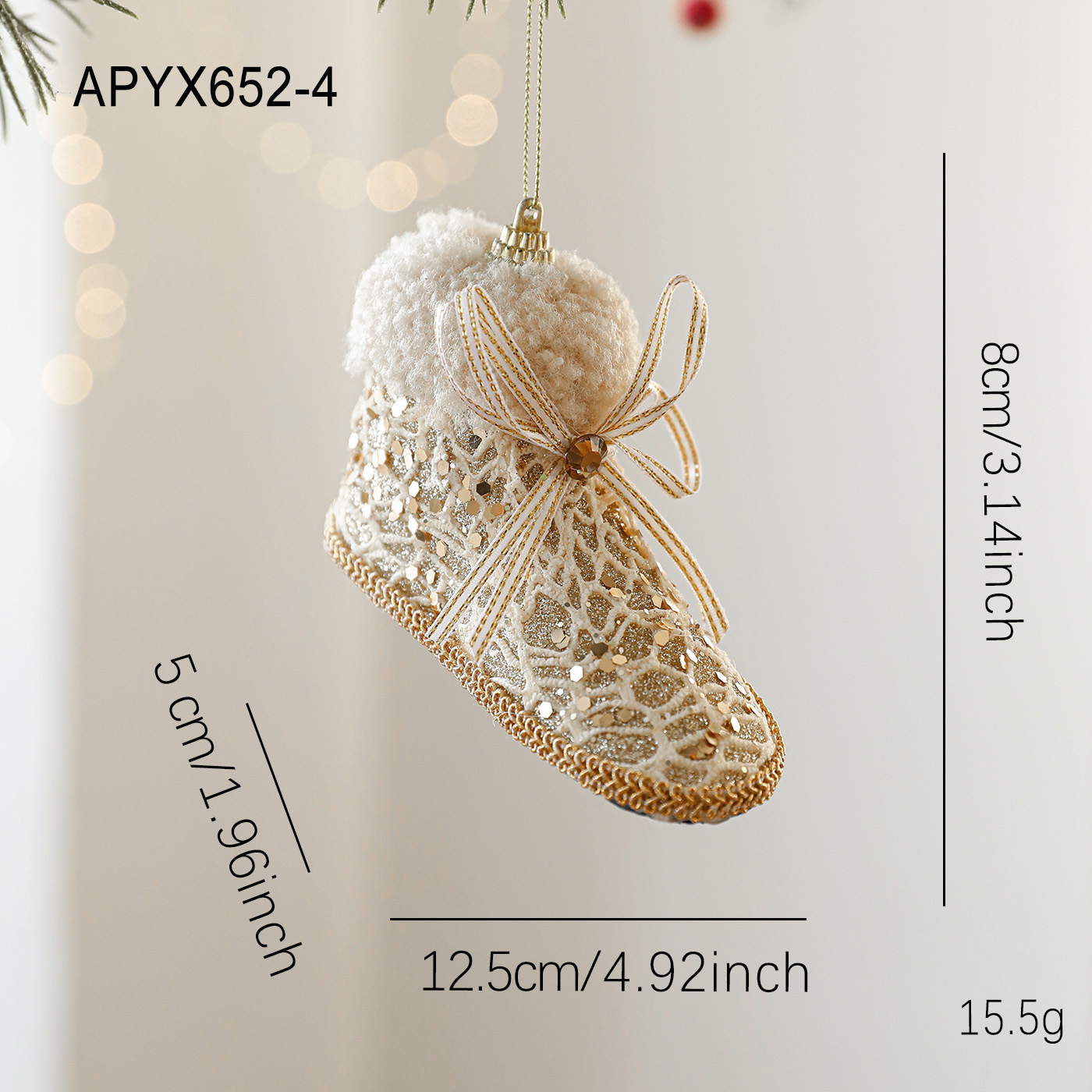 Nuevos colgantes de Navidad de espuma de color champán polvo adhesivo envoltura tela decoración de árbol de Navidad colgantes de perlas diseño de escena de forma especial