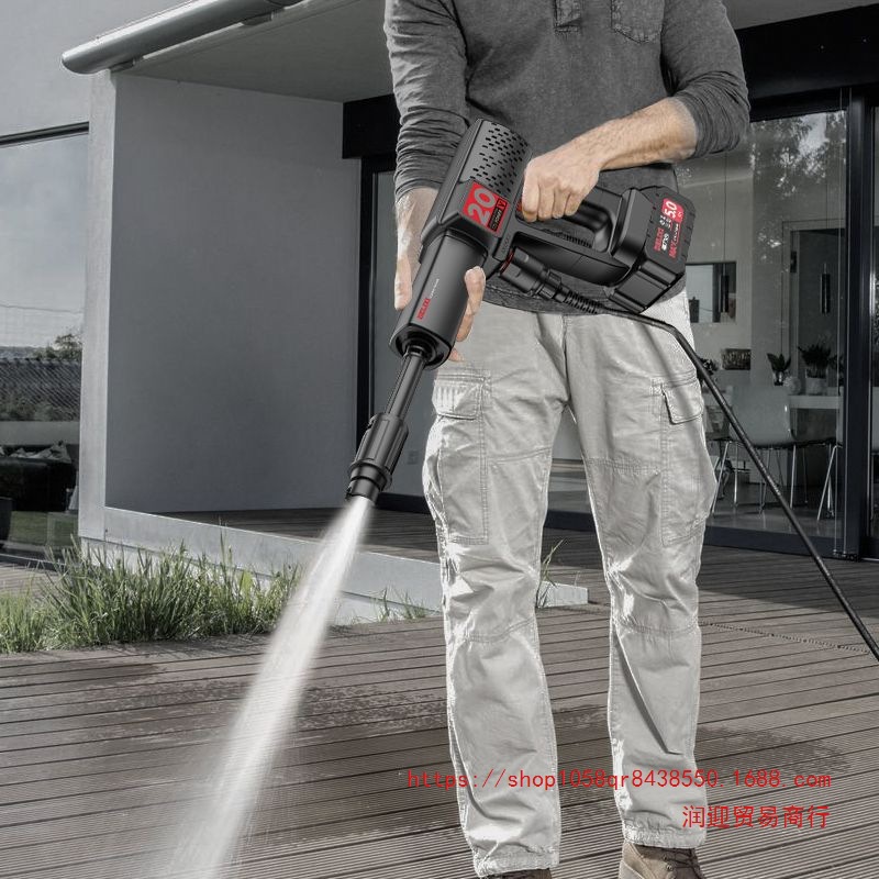 德力西高压水枪无线电动洗车机家用充电高压洗车枪喷水枪清洗神器