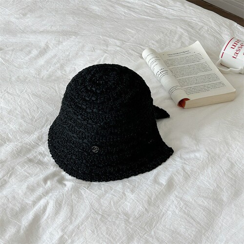 2024 Summer New Women's Sun Hat Korean Dongdaemun Woven Lace-Up Back Split Sun Protection Hat Fisherman Hat for Girls
