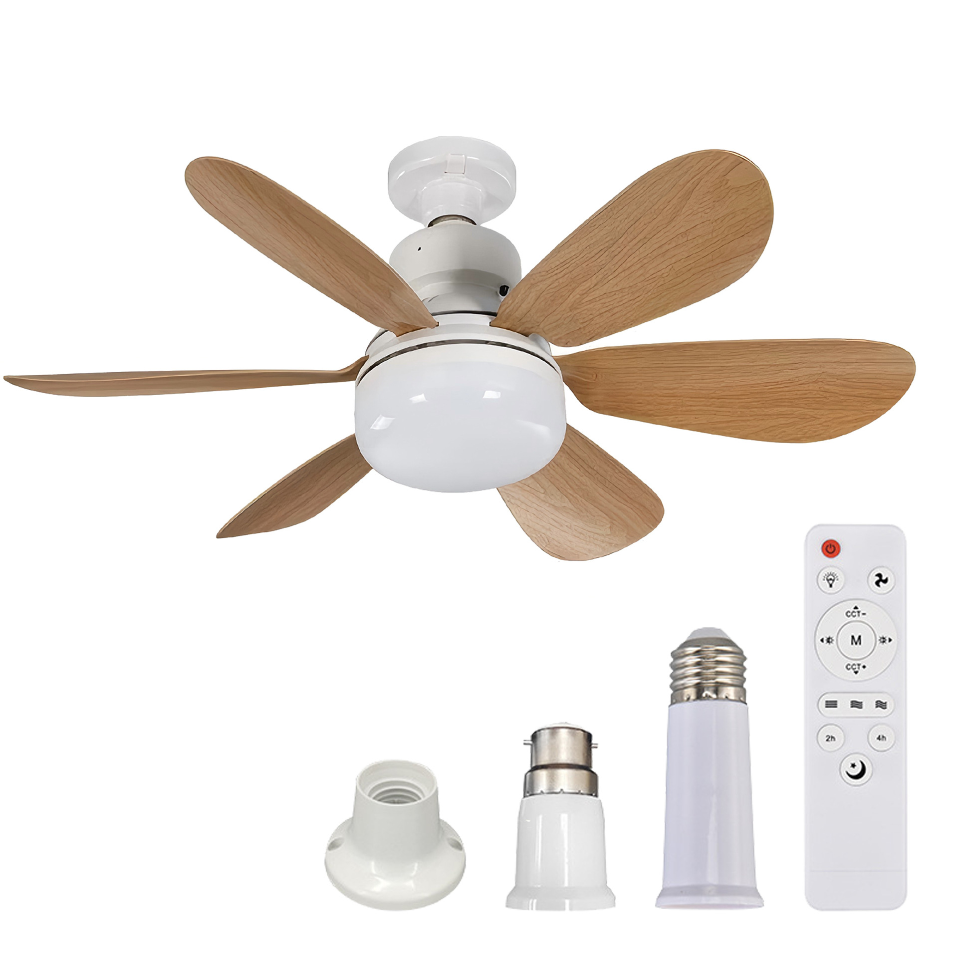 Ventilador de Techo con Luz E27 de ABS Silencioso para Comedor y Dormitorio