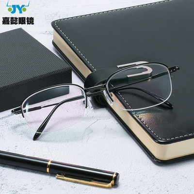 半框时尚JY136树脂片吊丝近视镜 新款枪灰色框大片代发学生镜近视