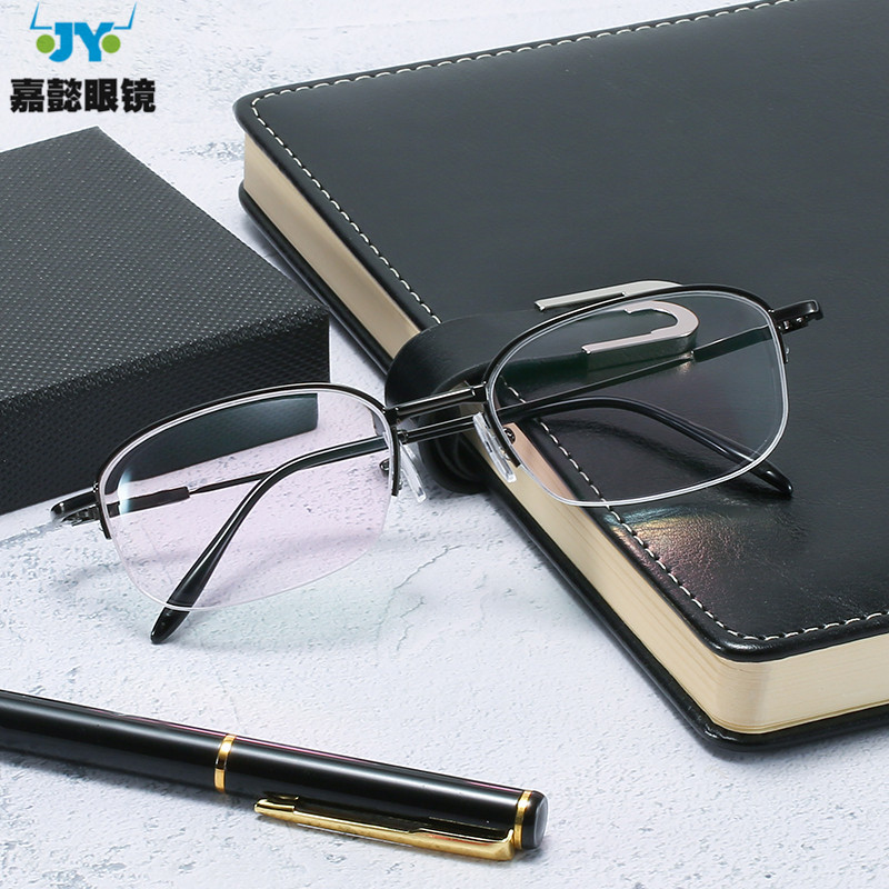 半框时尚JY136树脂片吊丝近视镜 新款枪灰色框大片代发学生镜近视