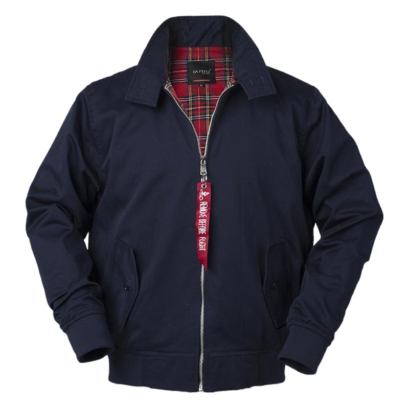 DAFEILI 2025 Primavera y Otoño Harrington Estación Europea Chaqueta de Piloto Solapa Chaqueta de Trabajo de Entrenador de Moda para Hombres