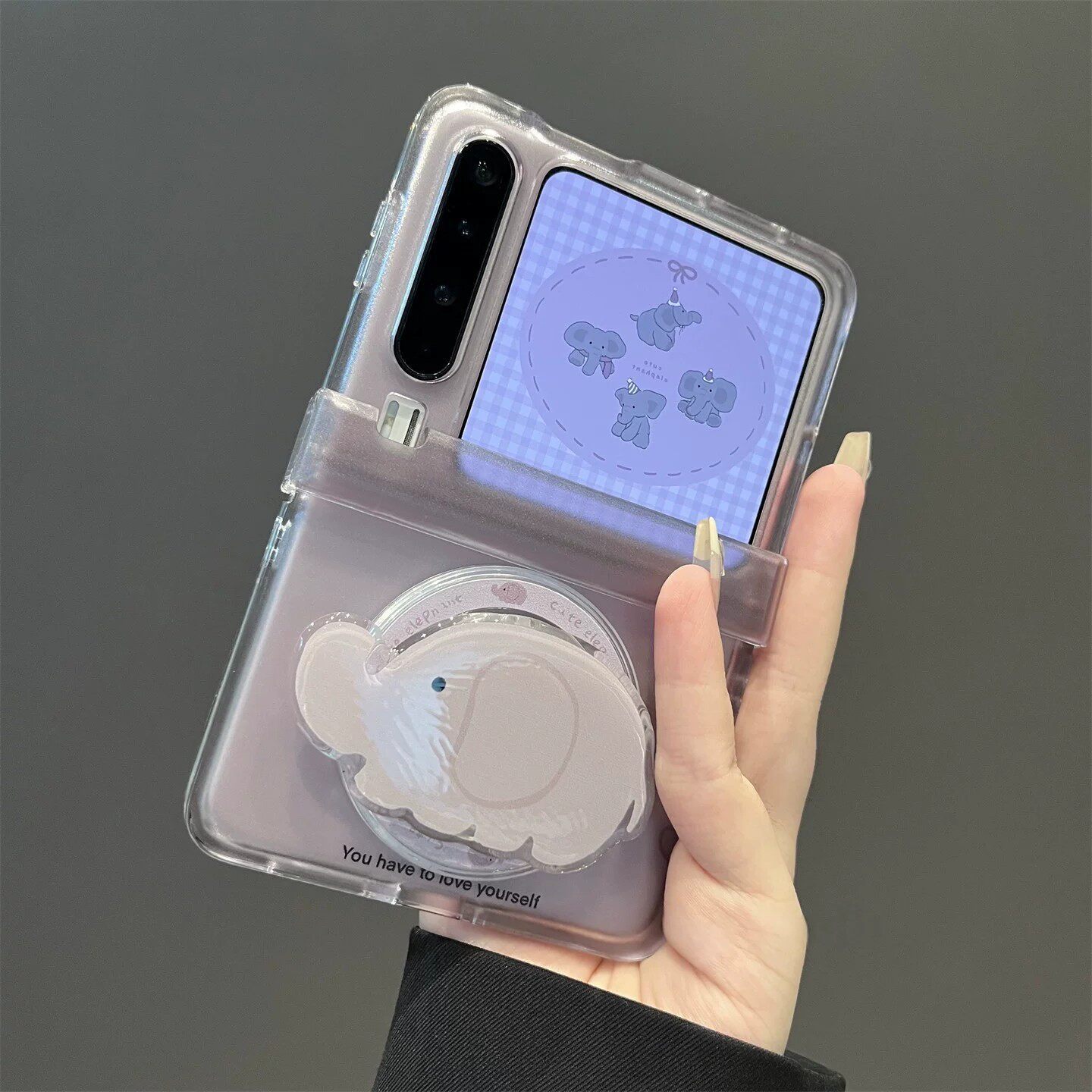 [Built-in magnetic suction + integrated shell and film] Translucent gray full-co…
