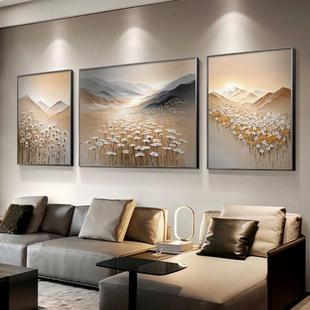 Luxury Living Room Decorative Painting of Xuechuan Sunrise Golden Mountain, Hand-Painted Oil Painting from Dafen Village, High-End Sofa Background Wall Hanging Painting