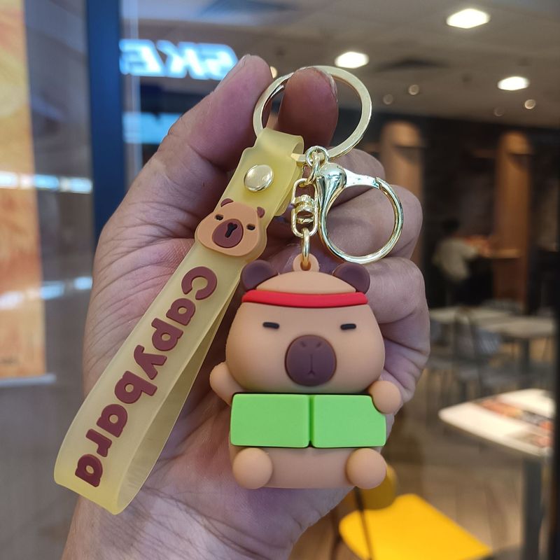 新しいカピバラキーホルダーペンダントハンバーガーカピバラ立体人形かわいい車のスクールバッグキーホルダー卸売|undefined