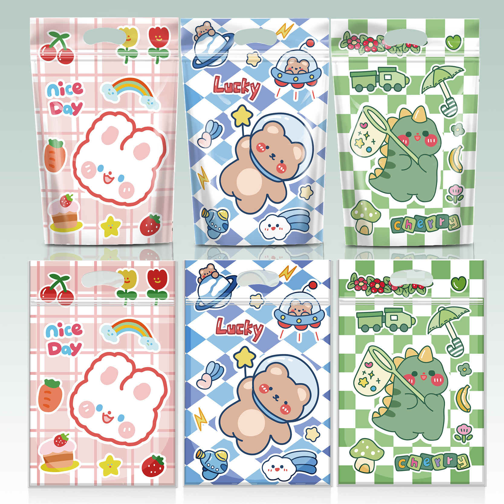 可爱卡通雪花酥包装袋饼干食品自立自封袋糖果袋拉链封口密封袋批