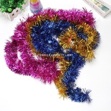 圣诞节2米长彩条装饰品彩色毛条拉花喜庆圣诞树挂件配件加长彩带