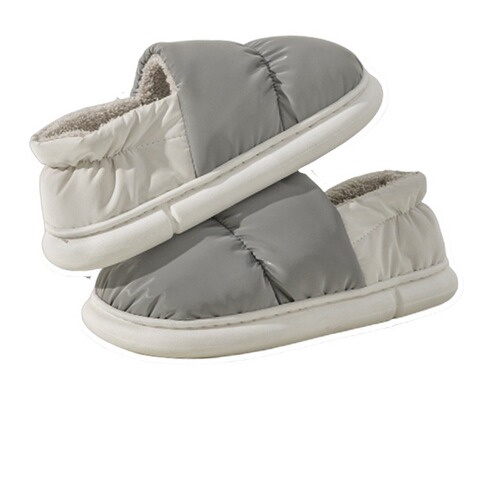 Winter Cotton Slippers Home Slippers Women Waterproof Down Fabric Thick Shoes Anti-Slip Heel Warm Cotton Slippers Men Shoes Wholesale