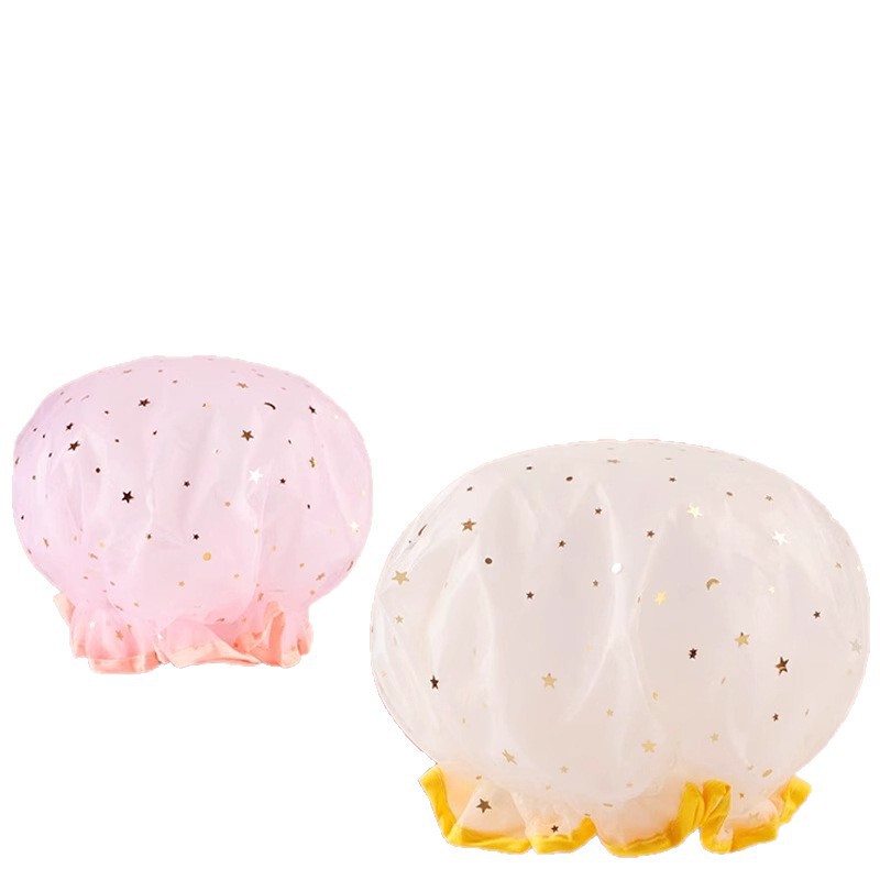 二重層シャワーキャップ防水入浴ヘッドギア家庭用女性の夏のシャワーキャップ子供用ヘアカバーキッチン抗油煙ヘアマスクスペシャル|undefined