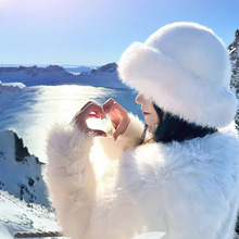 2025新款毛绒皮草帽子女冬季高级感时尚渔夫帽大头围保暖防寒盆帽