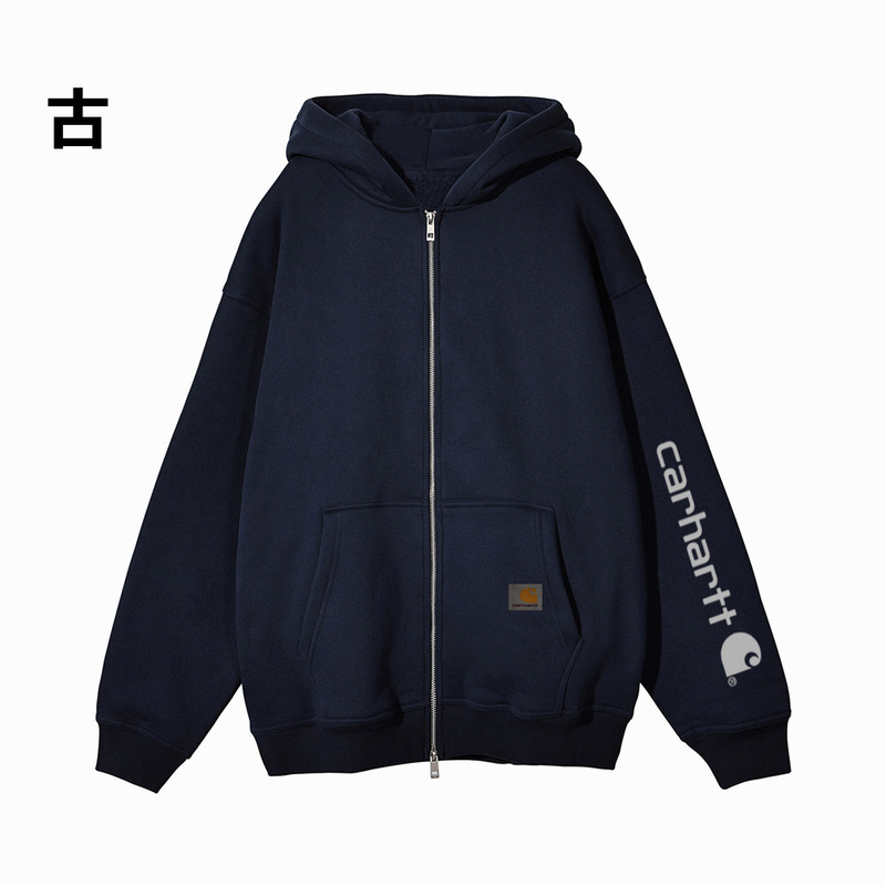 Cross-border Amazon European and American fashion brand carhartt New zipper hooded sweater men's and women's fleece-lined hoodie hoodie