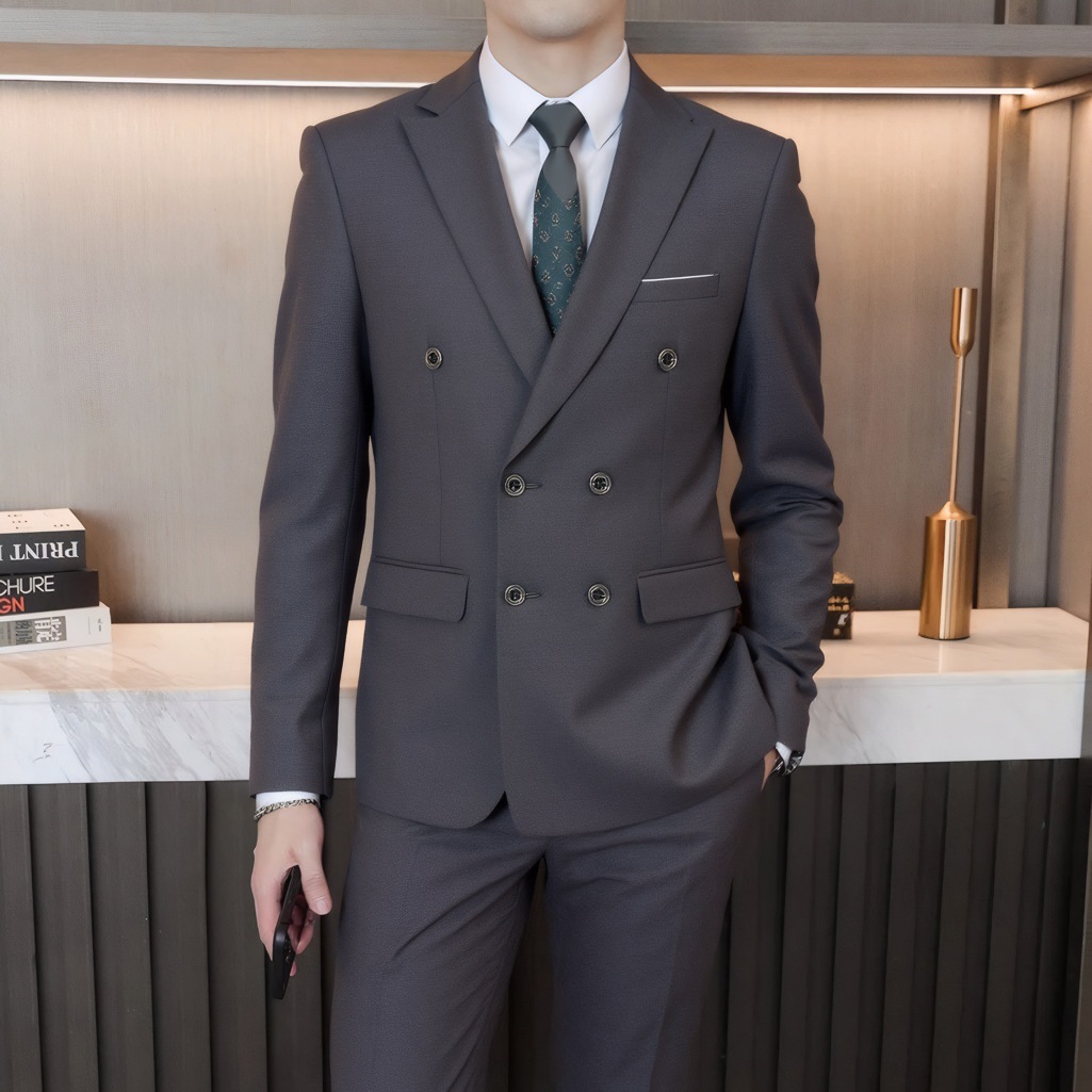 Abito uomo doppio petto stile britannico blazer elegante pantaloni_voghion.com