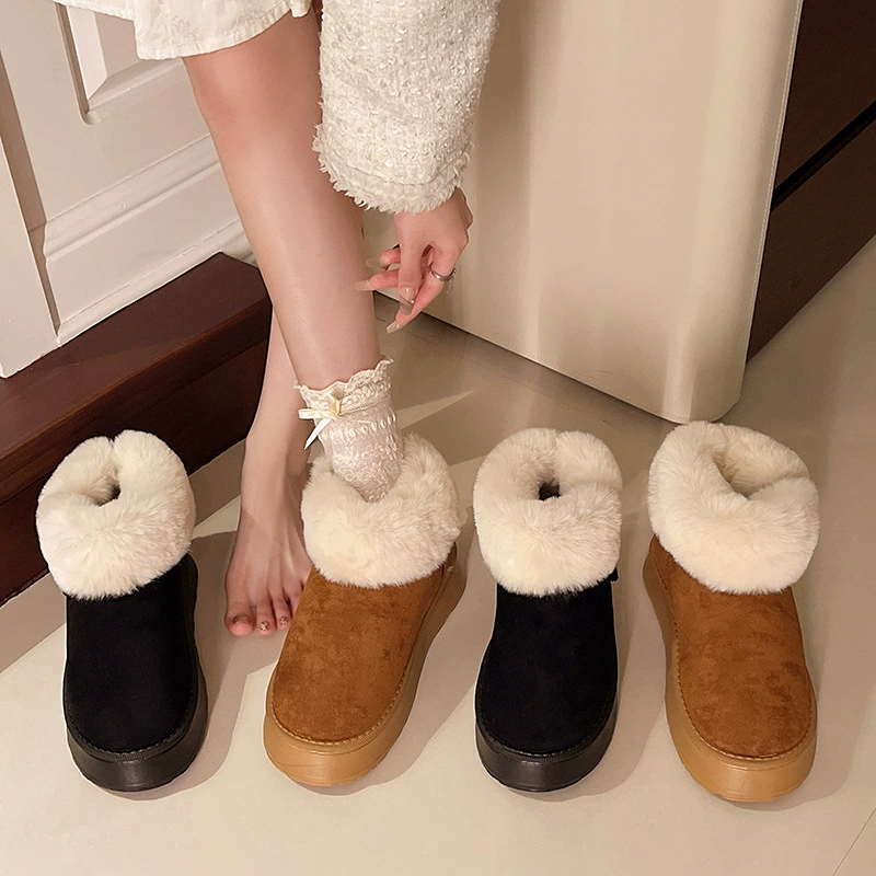 Fleece keep warm non-slip boots, winter high shoes platform