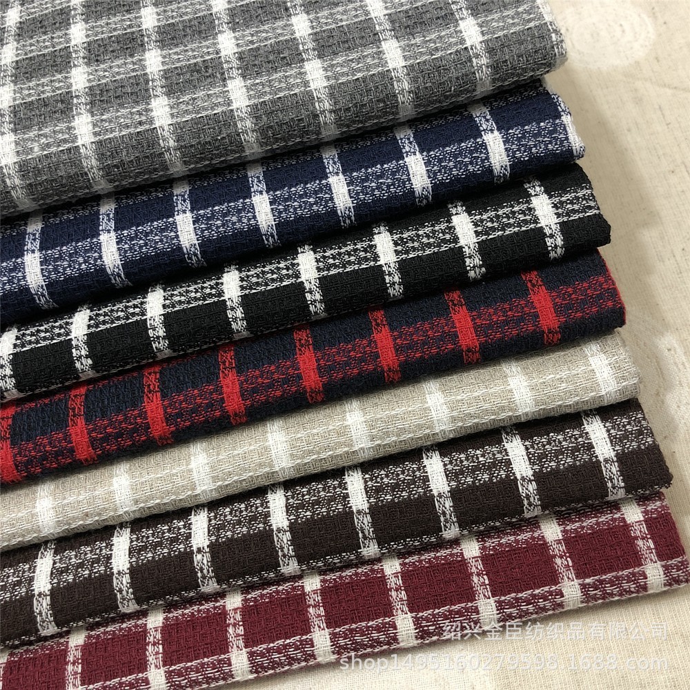 现货供应 格子布 优质服装面料 热销麻棉色织格子 棉色织布