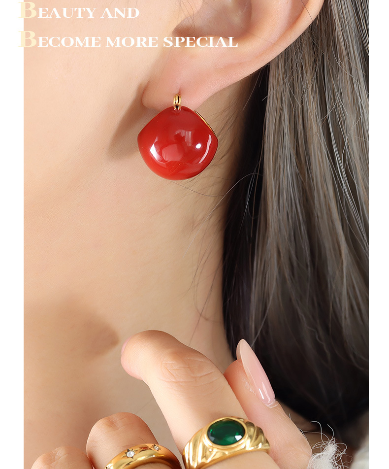 Fashion Solid Color Titanium Steel Enamel Plating Earrings 1 Pair