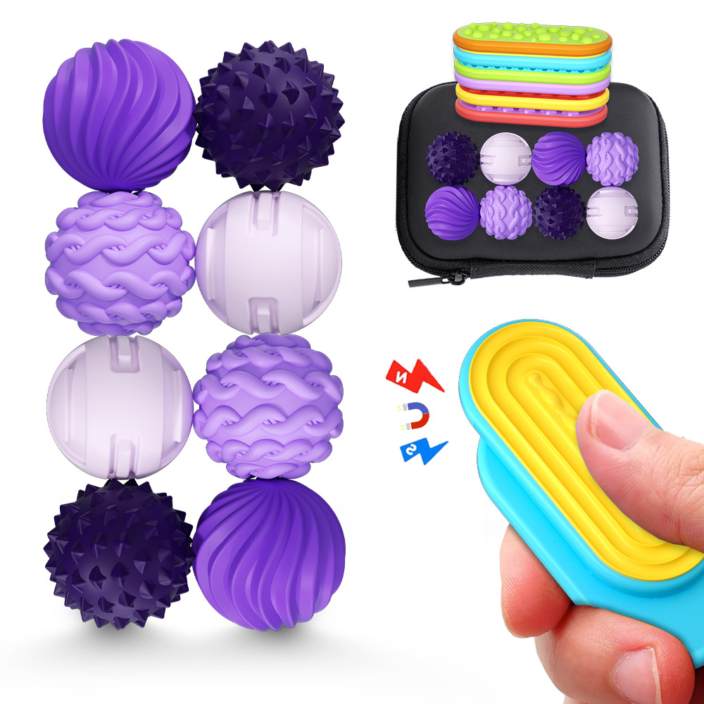Sensory toys硅胶磁力球 专注豆磁吸推牌感官石儿童解压玩具ADHD