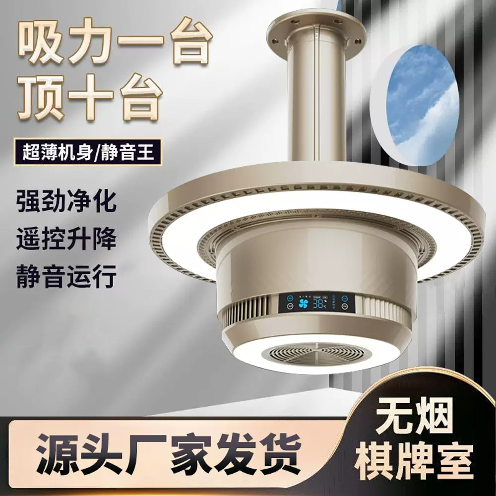 棋牌室吸烟灯麻将机空气净化器外排过滤除烟神器家用除烟网吧排烟