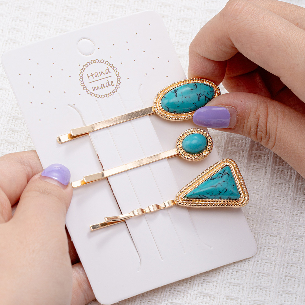 Women's Casual Retro Geometric Alloy Turquoise Plating Hair Clip display picture 7