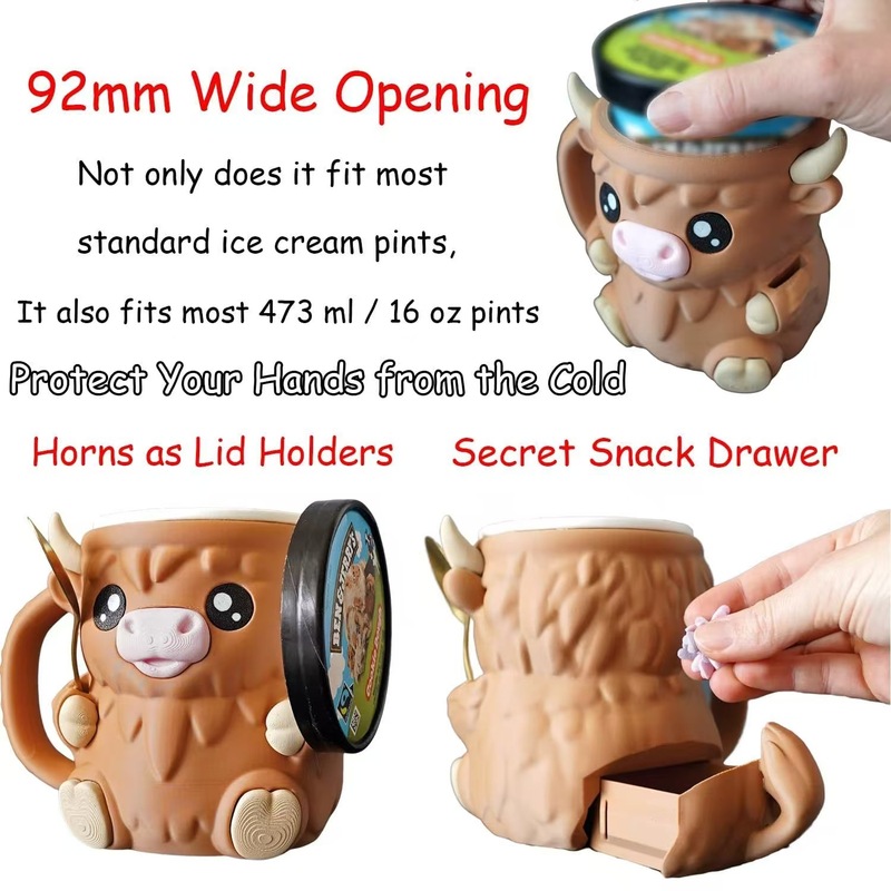 跨境the Highland Cow Ice Pint Holder企鹅奶牛冰激凌杯托杯架|undefined