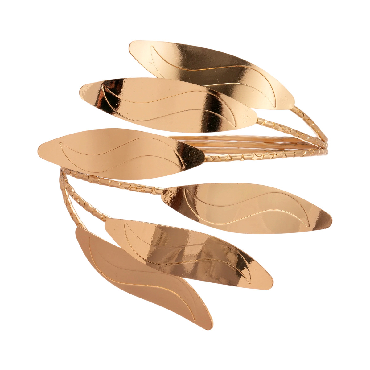 Europa y los Estados Unidos metal transfronterizo superficie brillante de hoja abierta pulsera exagerada industria pesada personalidad nicho de alta sensación joyería image 6
