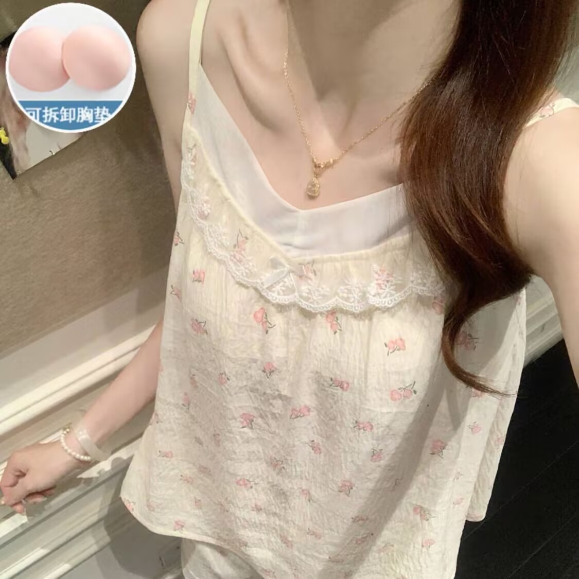 가슴 패드 포함 362 # 핑크색 꽃