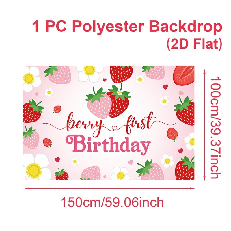Fiesta temática de fresa chica rosa fruta cumpleaños vasos de papel desechables bandejas de papel cubiertos set decoración de mesa