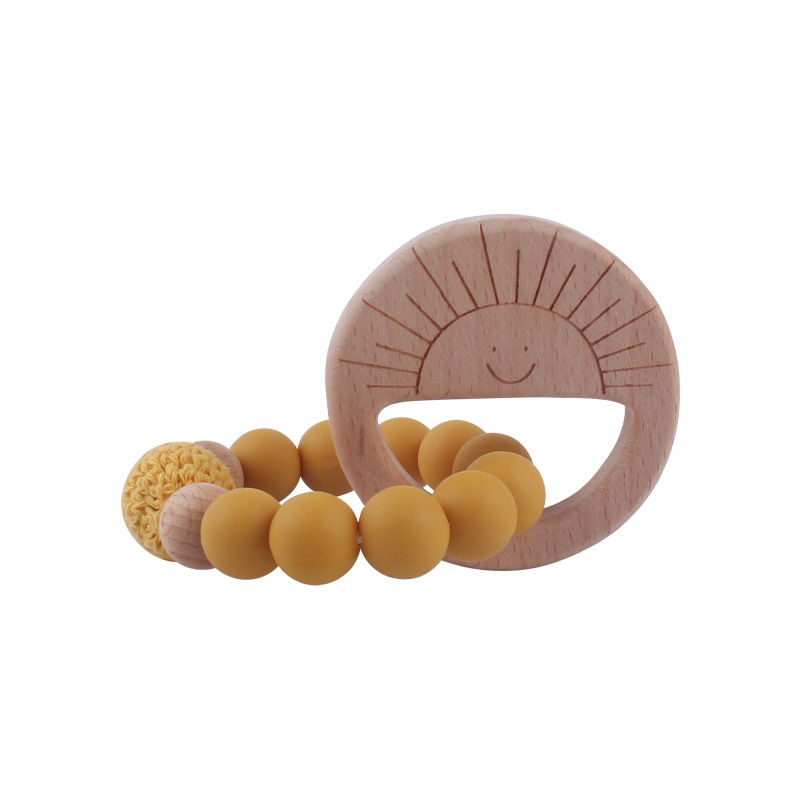 Bebé suministros de dibujos animados de haya animal pulsera de silicona DIY nombre calmante bebé molar juguete anti-caída de la cadena