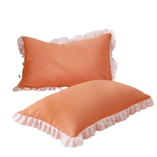 Pillowcase Pair of Student Ins Lace Pillowcase Korean-style Solid Color Ruffled Household Pillowcase Single Hair