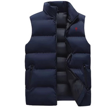 男士新款秋冬季加绒加厚保暖防风坎肩马甲港风休闲立领棉服马夹男