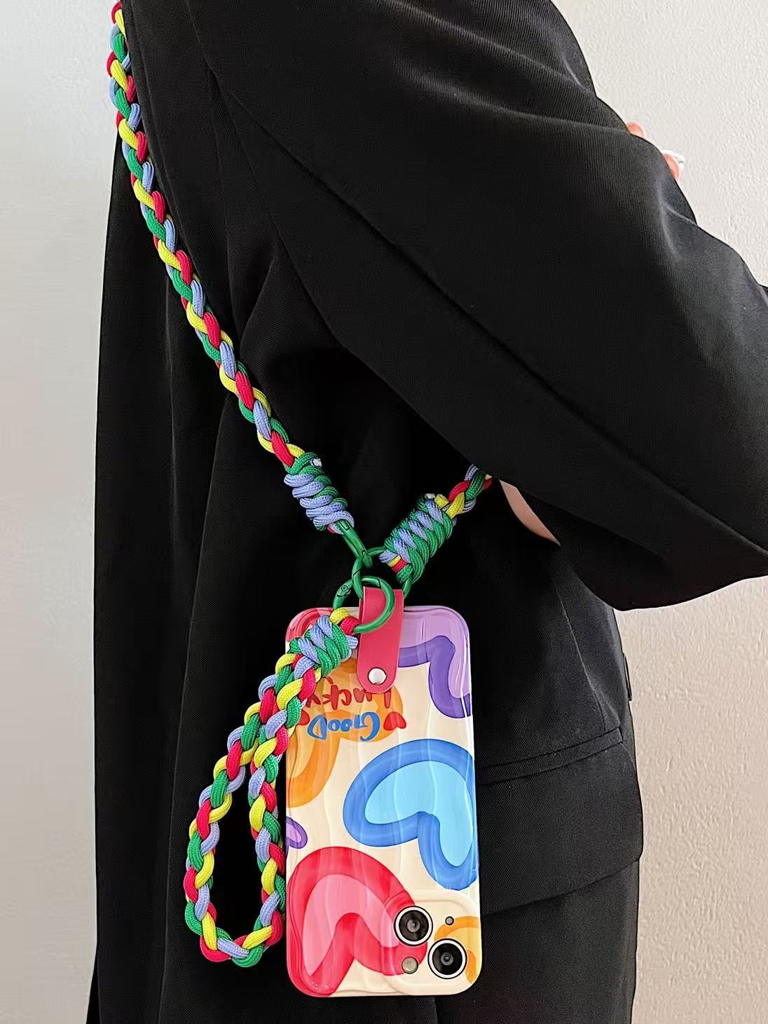 Color diagonal tejido cuerda de mano pintura al óleo color amor-borde ondulado qq