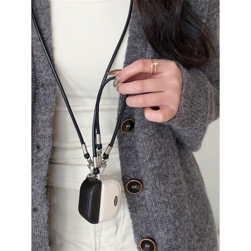 Retro Cool Style Leather Contrasting Color Airpods4 Protective Case With Magnetic Suction And High-End Feel For Airpodspro Second And Third Generations