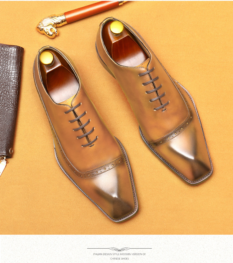 Cross-border E-Commerce Foreign Trade Leather Shoes men's Leather British Brock Carved Business Dress Oxford Shoes men shoe_vogvips.com