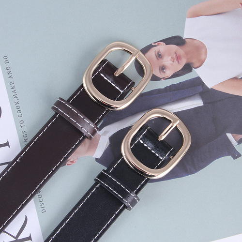 Belt women's jeans versatile belt decoration ins trend fashion punch-free internet celebrity wide black summer