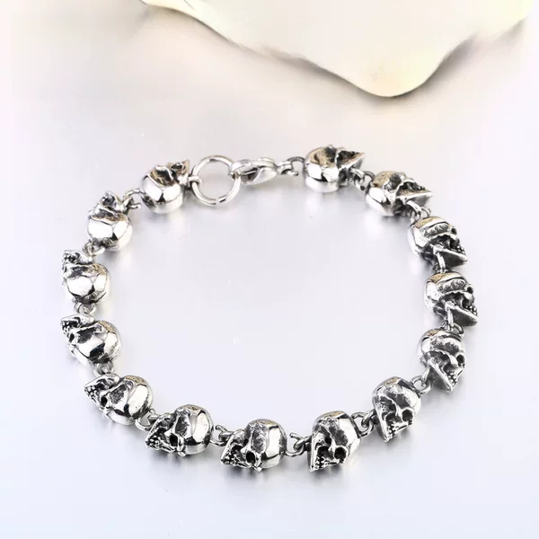 Beier Retro Punk Jewelry Wholesale Titanium Steel Men's Skull Bracelet Stainless Steel Punk Chain Bracelet