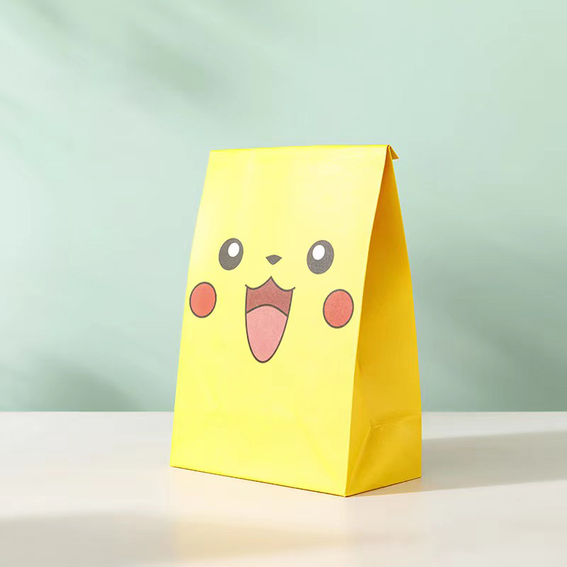 Nueva moda bolsa de regalo ins simple caramelo de dibujos animados fiesta plana pastel de bolsillo para hornear bolsa de papel de envasado de alimentos