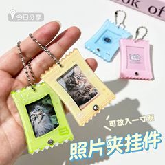 インキャンディー 1.0inch フォトフレームキーホルダーアクリルスライドスター愛好家ビッグヘッドフォトカードバッグ収納ペンダント