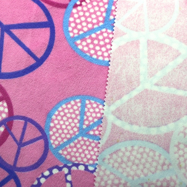 飞轮印花超柔短毛绒面料针织经编飞盘分散印花单面超柔短毛绒布料