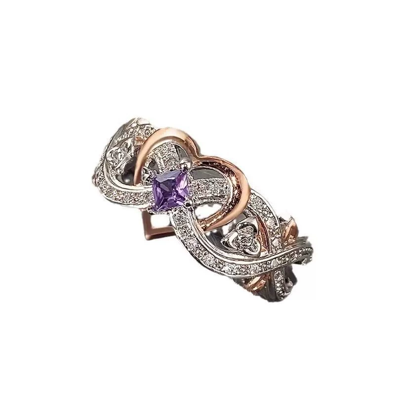 Двухцветное обручальное кольцо сердце, Aliexpress, европейский стиль
