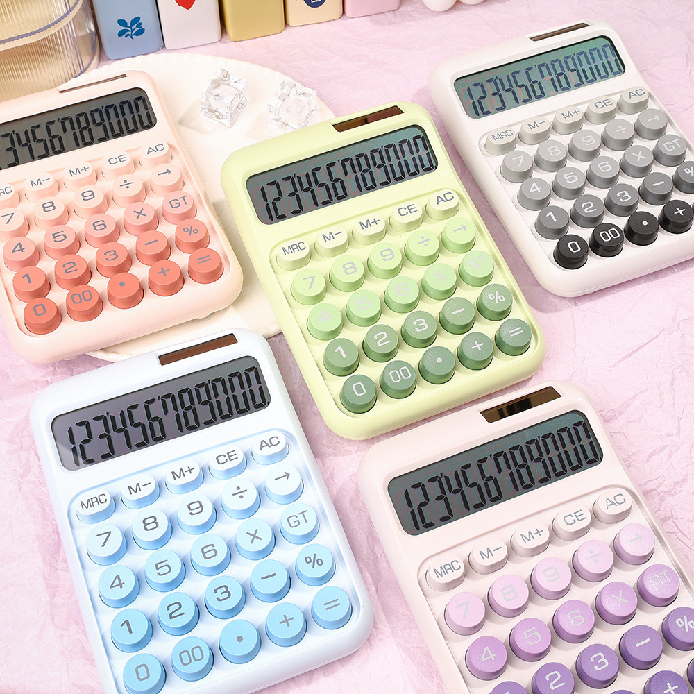Calculadora de color solar de doble fuente de alimentación con botón grande en el viento y alto valor facial calculadora especial para estudiantes de oficina