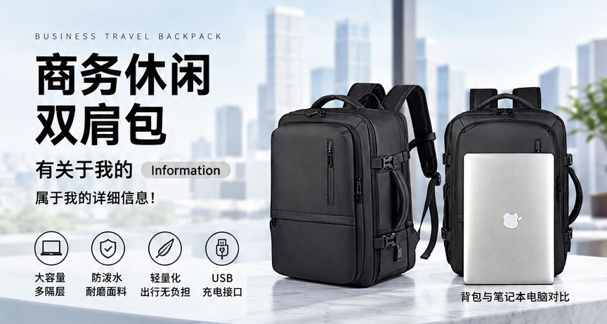 New Style Carry-on Backpack for Men, Multi-functional Expandable Business Backpack, Large Capacity Shoe Compartment, Premium Travel School Bag