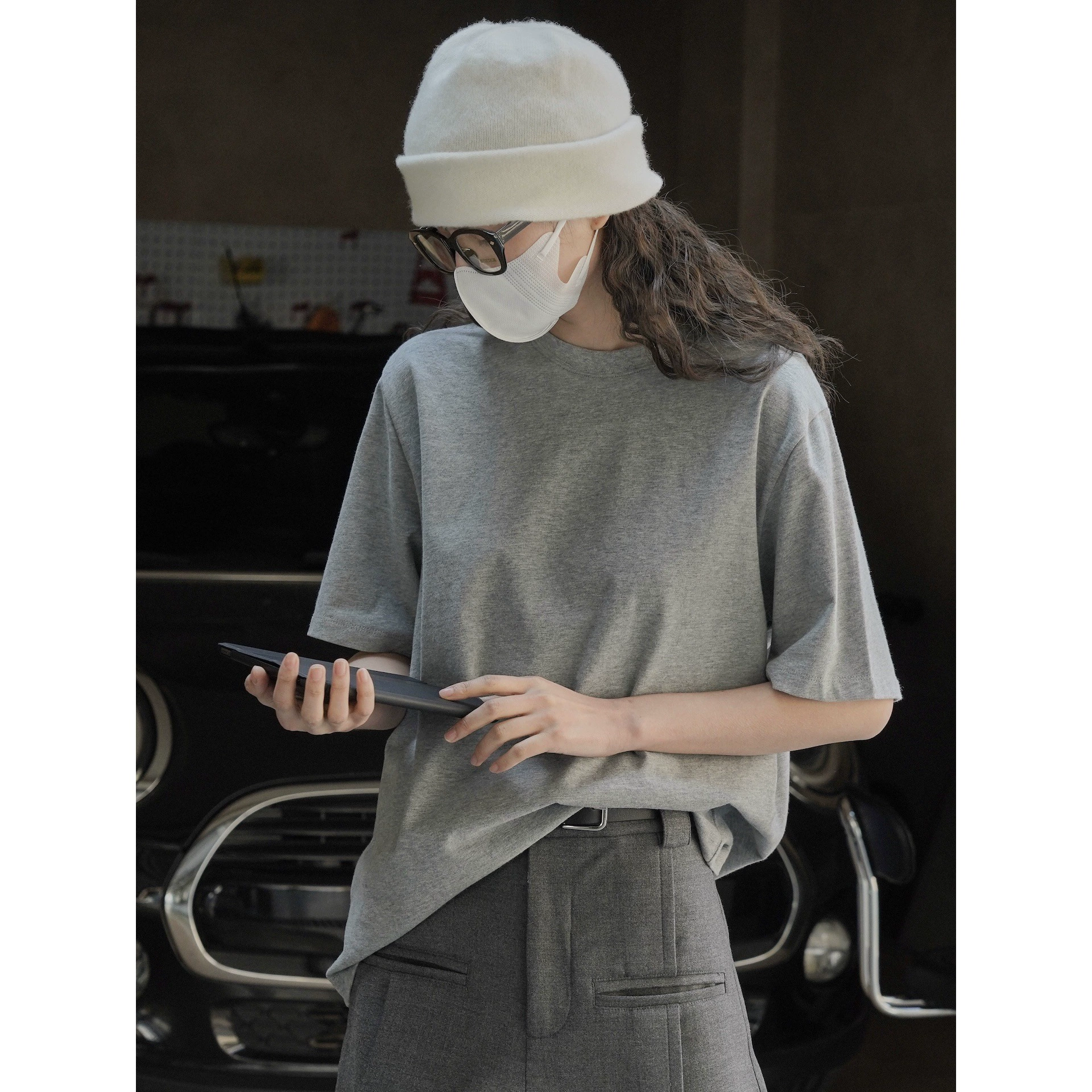 Lufu одежда весна и лето корейский стиль простой силуэт мягкая хлопковая короткая футболка свободный утягивающий вид толстый внутренний повседневный топ для женщин